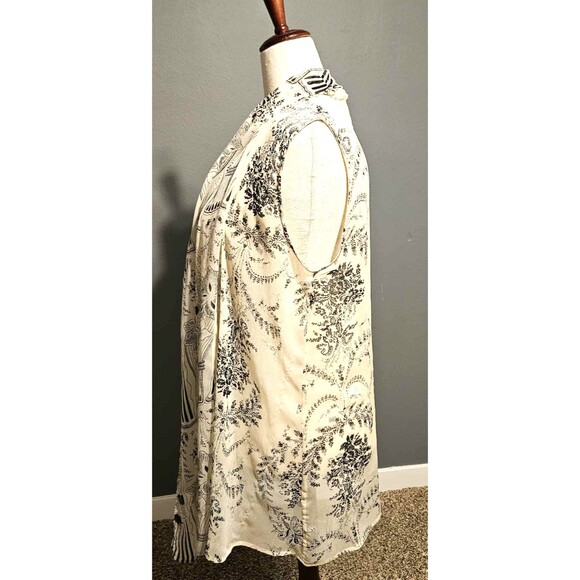 Coldwater Creek Boho Ivory & Black Floral Oversized Duster Vest - Picture 3 of 8